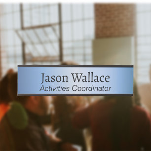 Porte-nom Pour Porte Bureau en métal Blue Faux