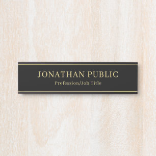 Porte-nom Pour Porte Bureau Modèle Personnalisé Élégant Noir Et Or