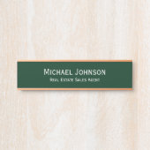 Porte-nom Pour Porte Bureau professionnel Nom Titre Vert foncé (Devant)