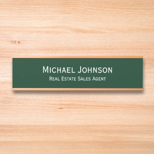 Porte-nom Pour Porte Bureau professionnel Nom Titre Vert foncé