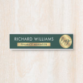 Porte-nom Pour Porte Business Green & Gold Logo Nom de l'employé Titre (Devant)