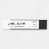 Porte-nom Pour Porte Business logo Simple Black White Custom Employee (Devant)