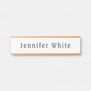 Porte-nom Pour Porte Calligraphie Elégant Retro Grey Nom blanc
