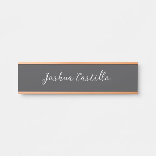 Porte-nom Pour Porte Calligraphie Simple Gris Professionnel Nom (Devant)