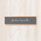 Porte-nom Pour Porte Calligraphie Simple Gris Professionnel Nom (Devant)
