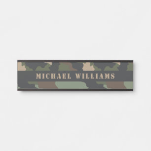 Porte-nom Pour Porte Camouflage Bois Camo Militaire Kaki Tan Noir