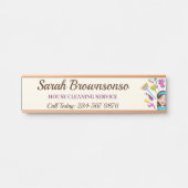 Porte-nom Pour Porte Caricature Janitorial Pink Ivory Nettoyage de la m (Devant)