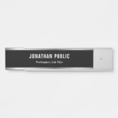 Porte-nom Pour Porte Charme noir et argenté de conception moderne (Devant)