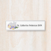 Porte-nom Pour Porte Chat Sur Un Lit De Fleurs Pour Vétérinaires (Devant)