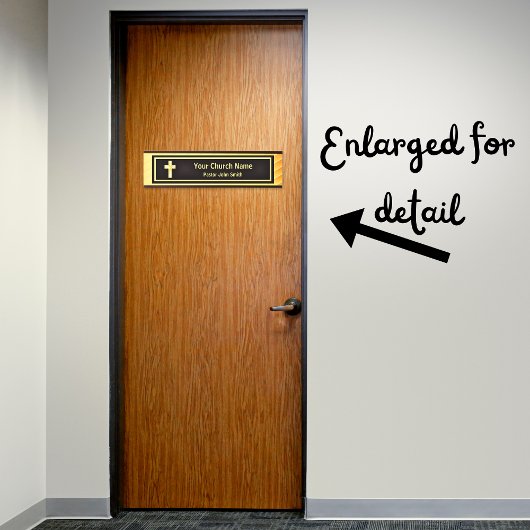 Porte-nom Pour Porte Church Pastor Classy Or Et Noir