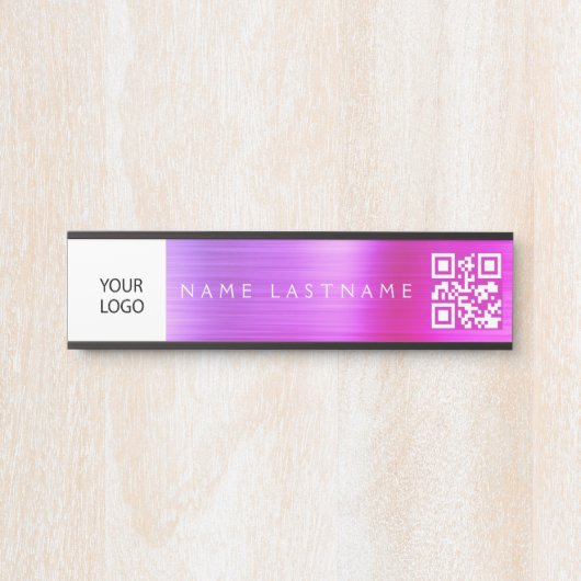 Porte-nom Pour Porte Code QR Logo Personnalisé Executive Purple Pink (Devant)