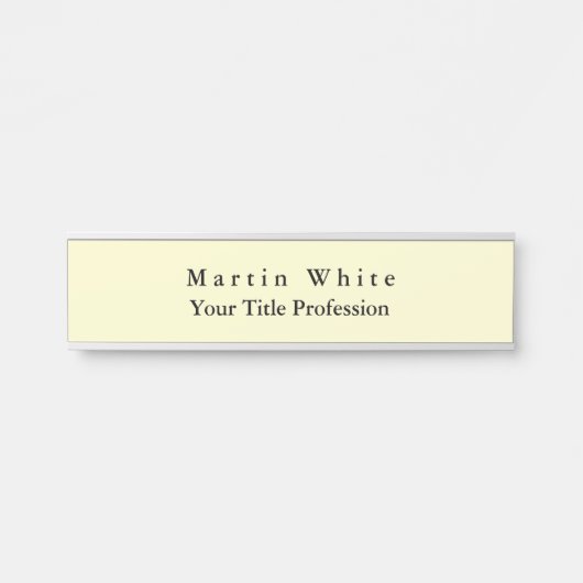 Porte-nom Pour Porte Couleur crème clair élégant professionnel moderne (Devant)