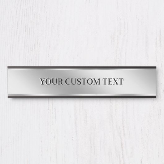 Porte-nom Pour Porte Create Your Own Elegant Modern Custom Text Silver (Devant)