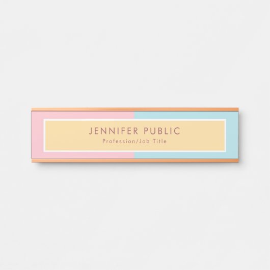 Porte-nom Pour Porte Creative rose jaune bleu Modèle moderne Rosegold (Devant)