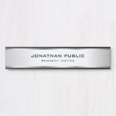 Porte-nom Pour Porte Custom Elegant Silver Metallic Look Luxury (Devant)