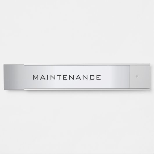 Porte-nom Pour Porte Custom Maintenance Text Elegant Silver Template (Devant)