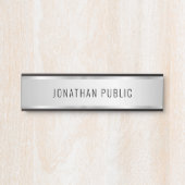 Porte-nom Pour Porte Custom Modern Elegant Template Luxe Faux Silver (Devant)