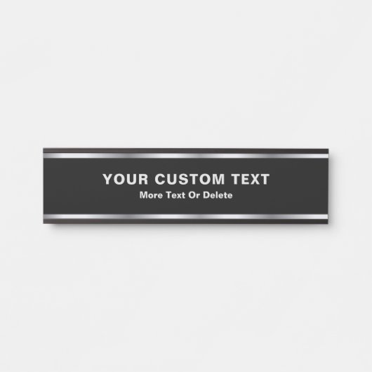 Porte-nom Pour Porte Custom Text Modern Black & Silver Glamorous Luxury (Devant)