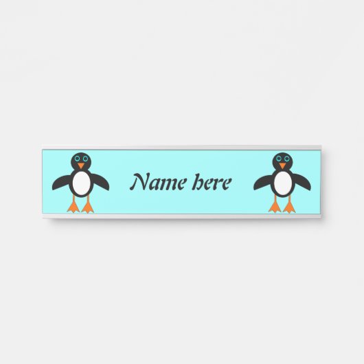 Porte-nom Pour Porte Cute Penguin Personnalisé (Devant)