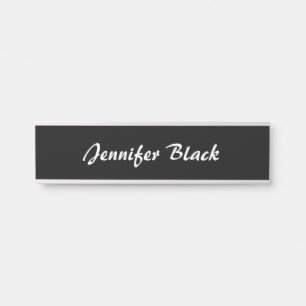 Porte-nom Pour Porte Écriture professionnelle minimaliste en noir blanc