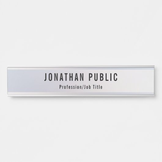 Porte-nom Pour Porte Élégant Argent moderne Modèle professionnel long (Devant)