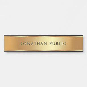 Porte-nom Pour Porte Élégant Bureau Maison École Entreprise Noir & Or