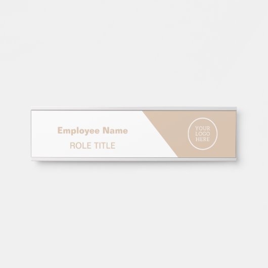 Porte-nom Pour Porte Élégant logo d'affaires blanc beige (Devant)