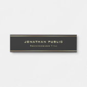 Porte-nom Pour Porte Élégant Modèle moderne de glamour noir et or (Devant)