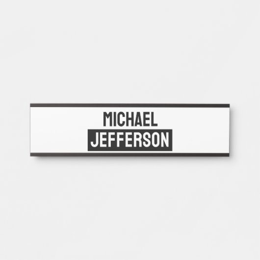 Porte-nom Pour Porte Élégant noir blanc clair personnalisé (Devant)
