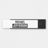 Porte-nom Pour Porte Élégant noir blanc clair personnalisé (Devant)