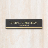 Porte-nom Pour Porte Élégant professionnel noir et or (Devant)