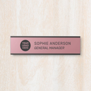 Porte-nom Pour Porte Élégant Rose Gold Custom Logo Nom du travail Titre