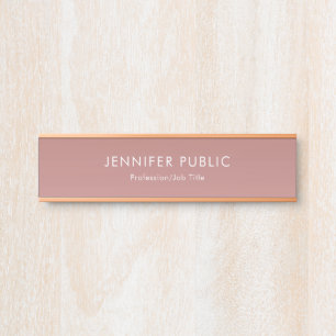 Porte-nom Pour Porte Élégant Rose Gold Modern Modèle professionnel