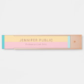 Porte-nom Pour Porte Élégant Rose moderne or rose jaune Modèle (Devant)