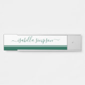 Porte-nom Pour Porte Élégant Script Girly Professional Emerald Green (Devant)