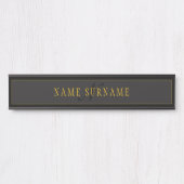 Porte-nom Pour Porte Elegant Script Monogram Black & Gold (Devant)