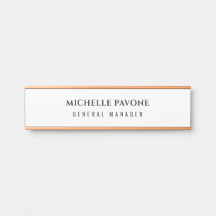 Porte-nom Pour Porte Élégant Simple Professionnel Noir & Blanc