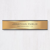 Porte-nom Pour Porte Élégant votre texte personnalisé Modèle noir et or (Devant)