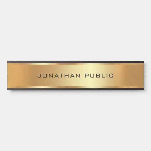 Porte-nom Pour Porte Élégez votre Modèle de texte personnalisé Noir & O (Devant)