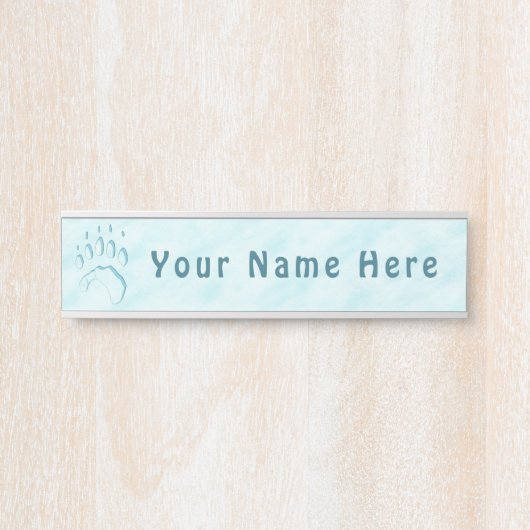 Porte-nom Pour Porte Empreinte de patte d'ours polaire (Devant)