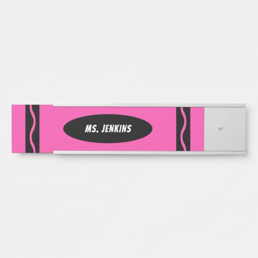 Porte-nom Pour Porte Enseignant rose Crayon (Devant)