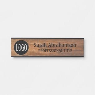 Porte-nom Pour Porte Enseigne de porte de bureau à grain de bois faux a