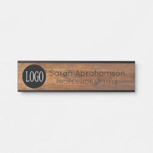 Porte-nom Pour Porte Enseigne de porte de bureau à grain de bois faux a