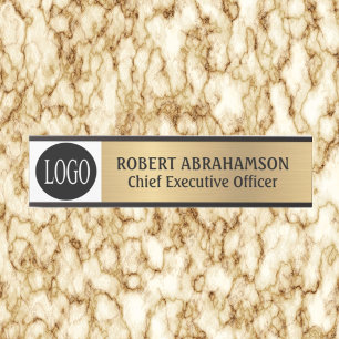Porte-nom Pour Porte Enseignes de porte de bureau Votre logo Or Moderne