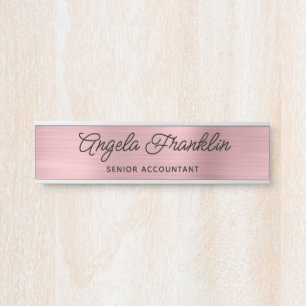 Porte-nom Pour Porte Feuille métallique fausse rose clair