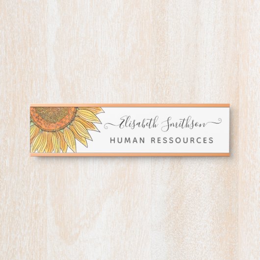 Porte-nom Pour Porte Fleur de tournesol professionnel simple aquarelle (Devant)