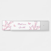 Porte-nom Pour Porte Floral Fleurs de cerisiers Monogramme rose blanc (Devant)