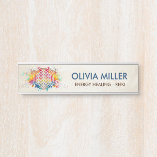 Porte-nom Pour Porte Flower of life - colorful splatter