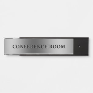 Porte-nom Pour Porte Fond argent métallisé