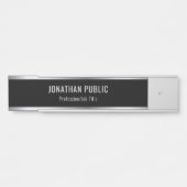 Porte-nom Pour Porte Glamor Moderne Modèle Noir Et Argent (Devant)